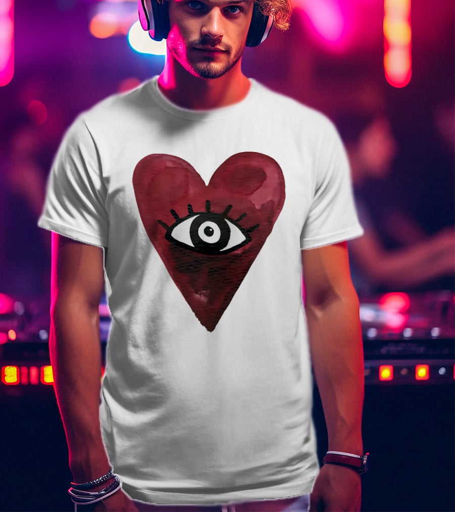 Burgundy Hearts Club Eye Retro T-Shirt