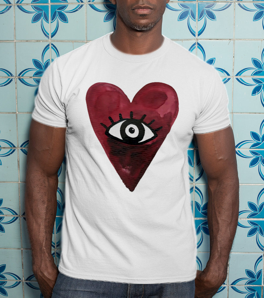 Burgundy Hearts Club Eye Retro T-Shirt