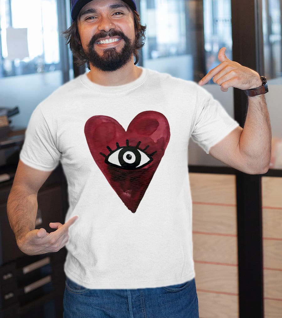 Burgundy Hearts Club Eye Retro T-Shirt