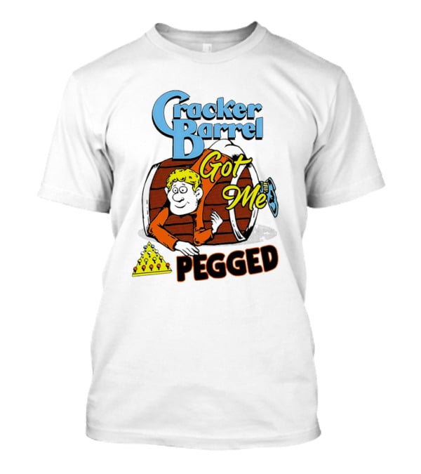 Cracker Barrel Got Me Pegged Cartoon Retro Style With Character And Cheese Icons T-Shirt