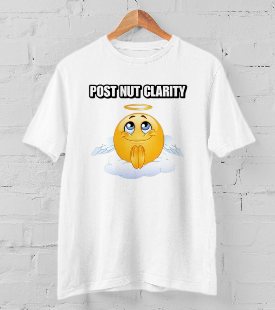 Cringeytees Post Nut Clarity Angel Emoji On Cloud T-Shirt