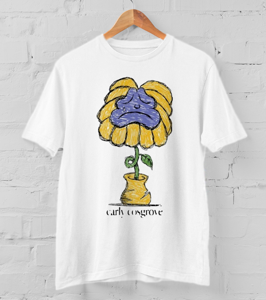 Carly Cosgrove Sad Flower Yellow Petals Blue Face Bloom T-Shirt