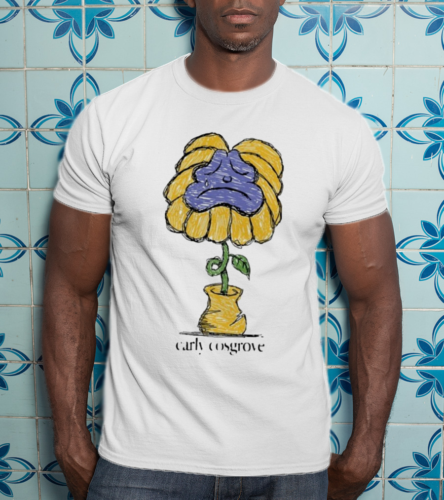Carly Cosgrove Sad Flower Yellow Petals Blue Face Bloom T-Shirt