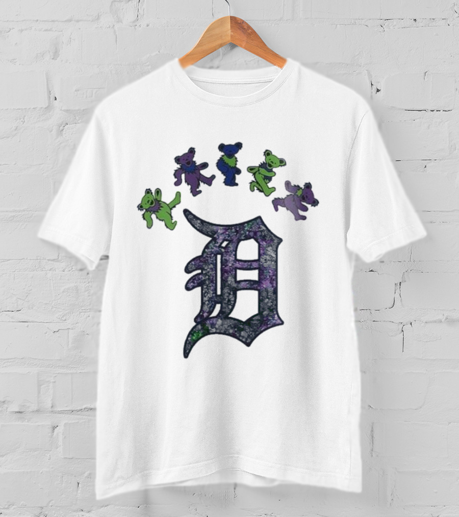 Detroit Tigers Grateful Dead Night 2025 Bears And D Logo T-Shirt