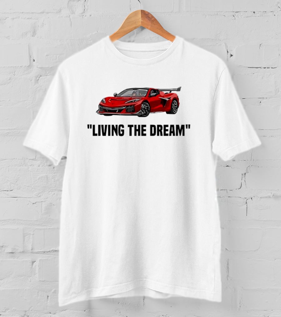 Corvette Living The Dream Red Convertible Car T-Shirt