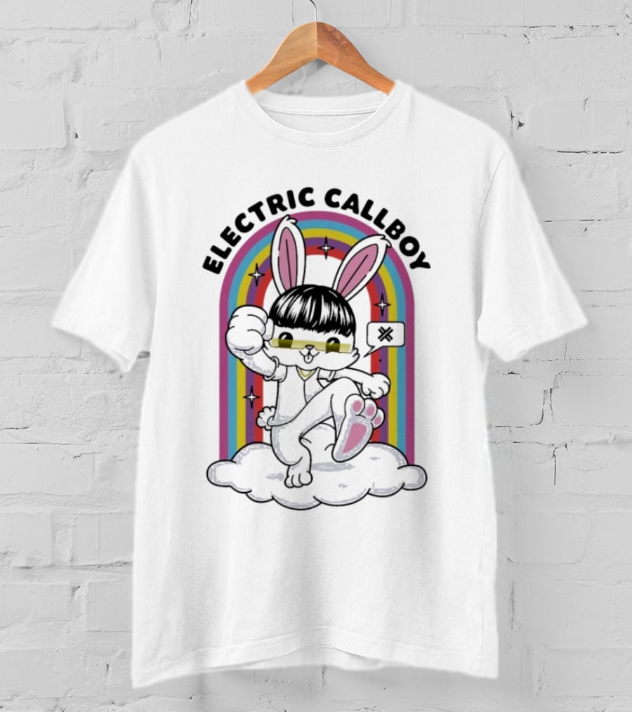 "Electric Callboy Bunny Rainbow Sunglasses Black Bunny" T-Shirt