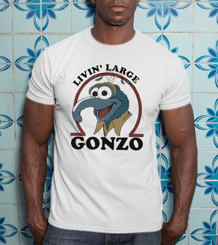 Gonzo Livin’ Large With Cartoon Character Illustration T-Shirt