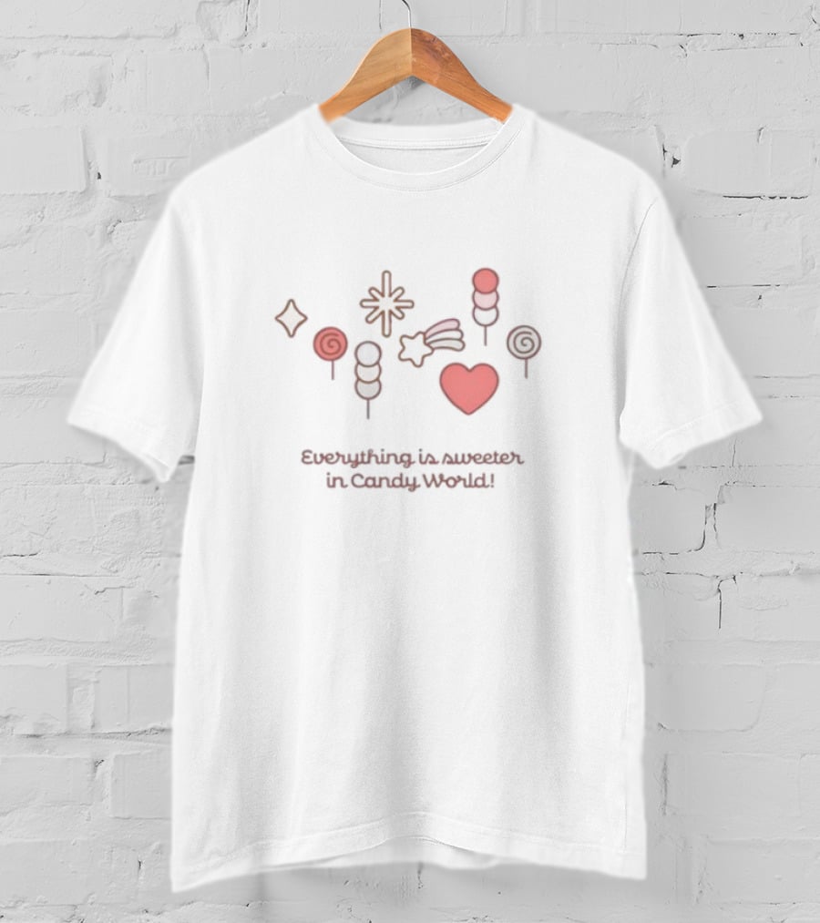 Everything Is Sweeter In Candy World Lollipop Heart Popsicle Sweets T-Shirt