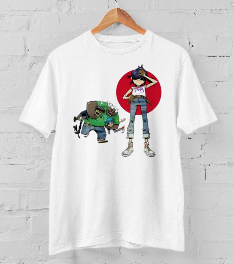 Gorillaz Invisible Sun Japanese Red Circle Band Members T-Shirt