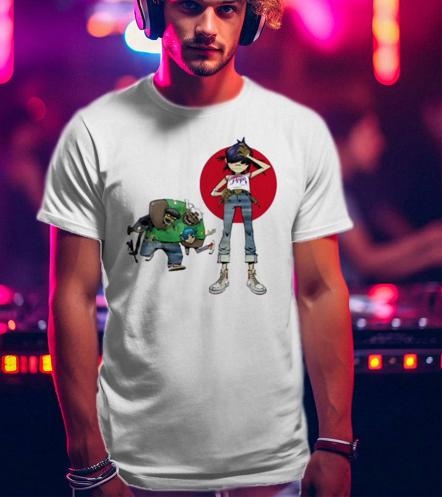 Gorillaz Invisible Sun Japanese Red Circle Band Members T-Shirt