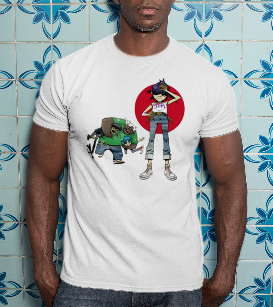 Gorillaz Invisible Sun Japanese Red Circle Band Members T-Shirt