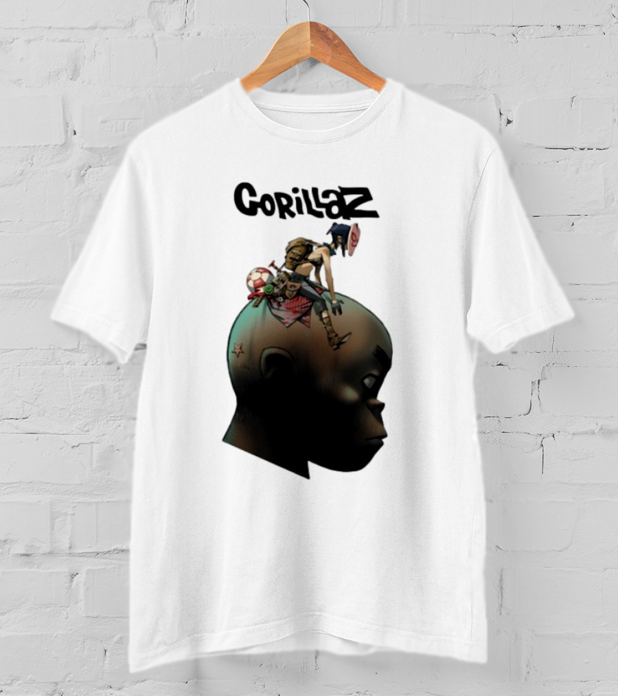 Gorillaz Plastic Beach Animated Character On Head T-Shirt