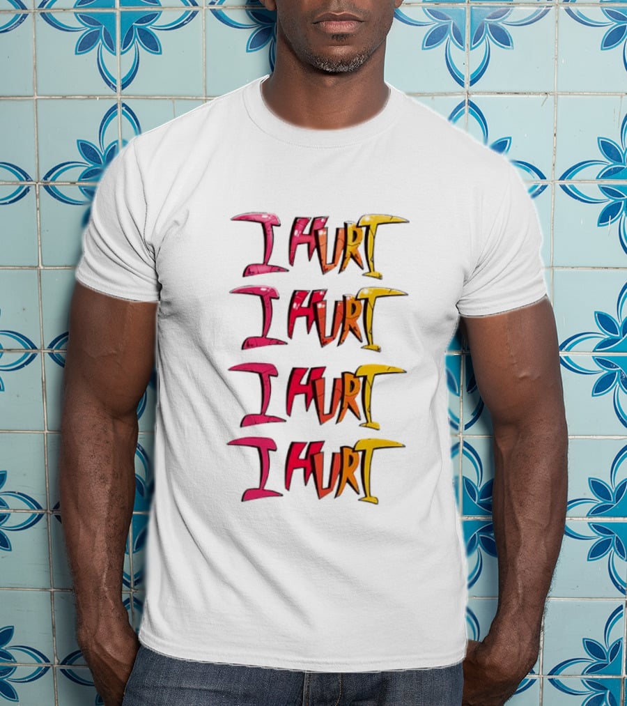 I HURT Multicolor Graffiti Text Art T-Shirt