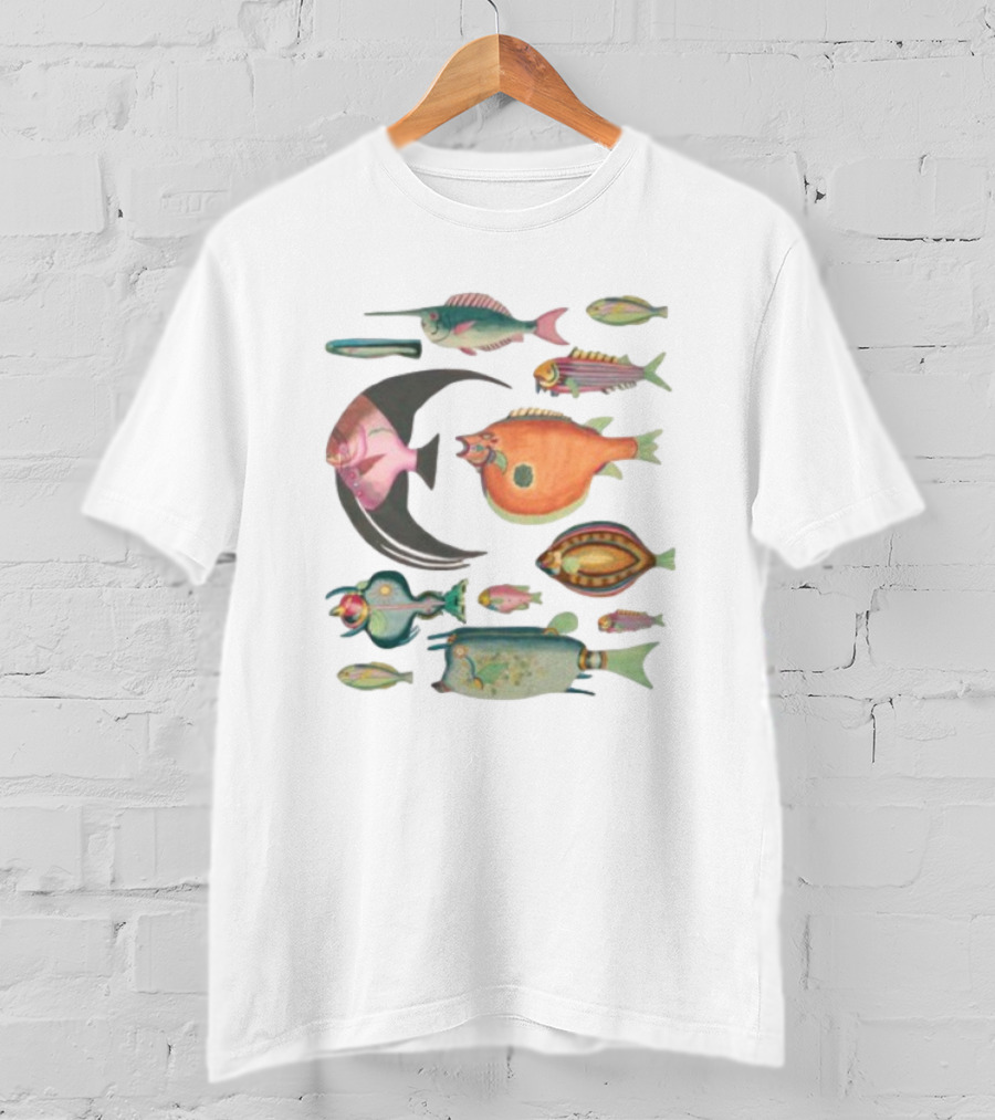 Fugly Fish Large Moon And Colorful Creatures T-Shirt