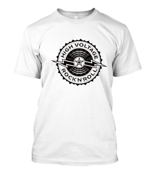 High Voltage Rock N Roll Starburst Lightning Bolt Emblem T-Shirt