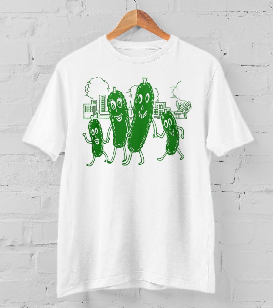 Vintage Pickle Family With Cityscape Background Vintage T-Shirt