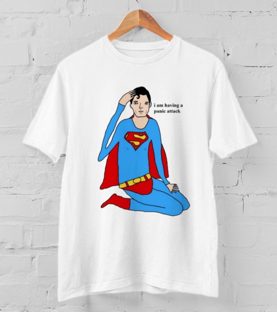 Superhero Costume Nervous Expression "I Am Having A Super Panic Attack" T-Shirt