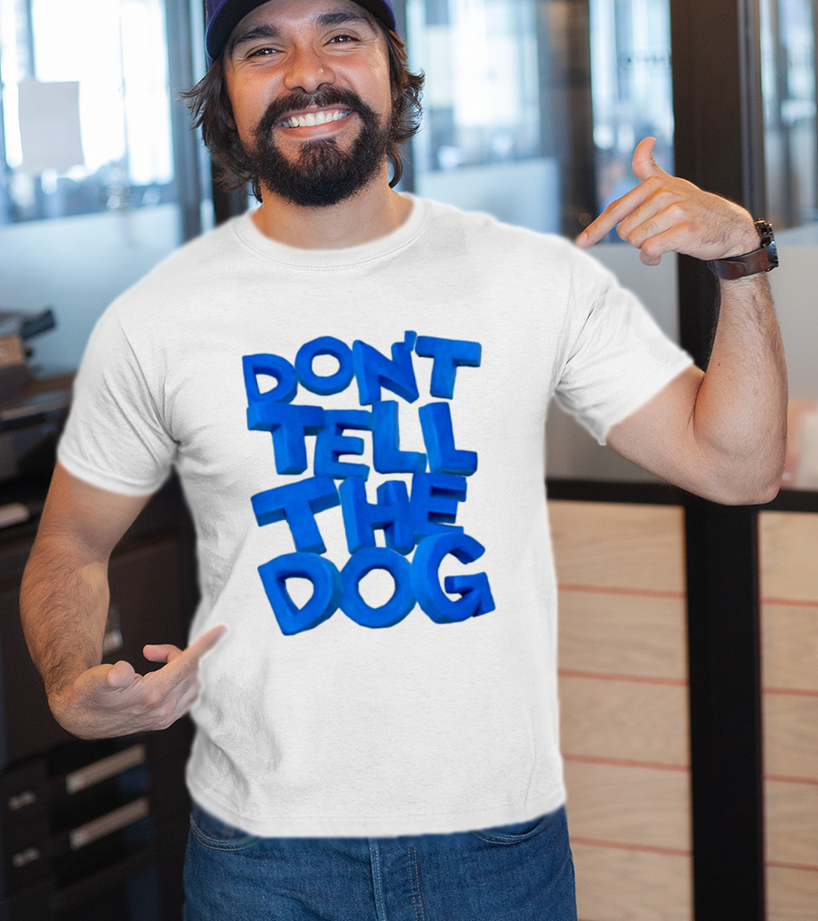 James Marriott Don't Tell The Dog Blue Text White Album T-Shirt