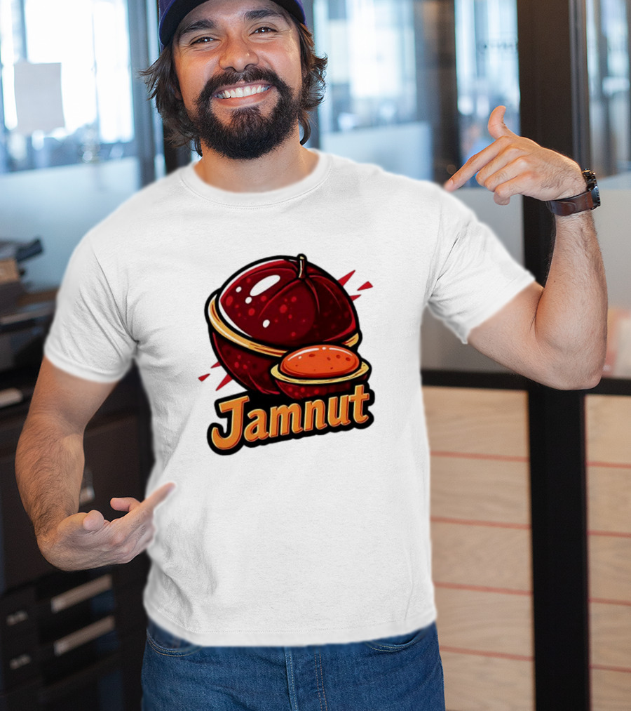 Jamnut Bold Fruit Style Text And Iconic Split Shell Nut T-Shirt