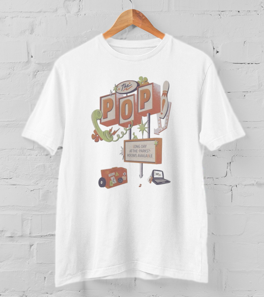 The Pop Long Day At The Parks Rooms Available Retro Sign With Bowling And Telephone Elements T-Shirt