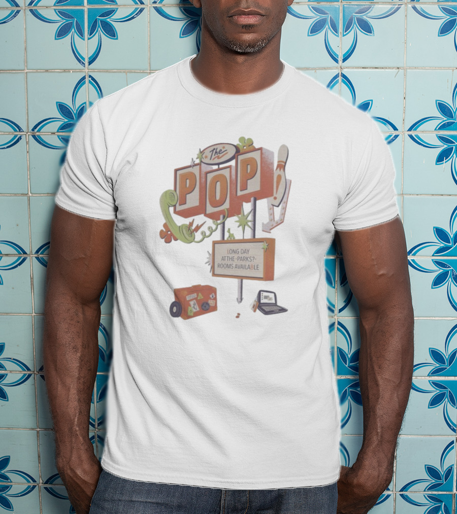 The Pop Long Day At The Parks Rooms Available Retro Sign With Bowling And Telephone Elements T-Shirt