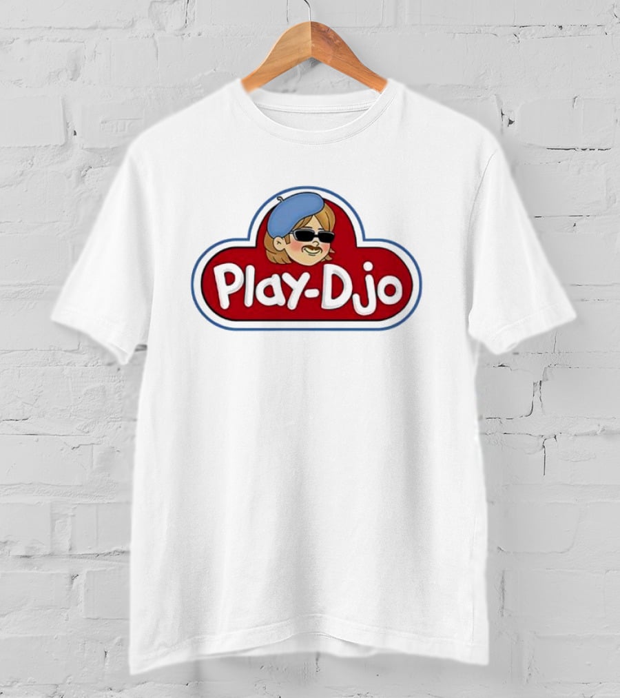 Play-Djo Joe Keery Character Illustration With Blue Beret T-Shirt