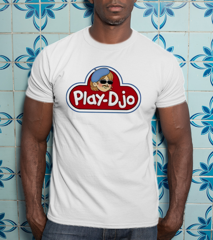 Play-Djo Joe Keery Character Illustration With Blue Beret T-Shirt