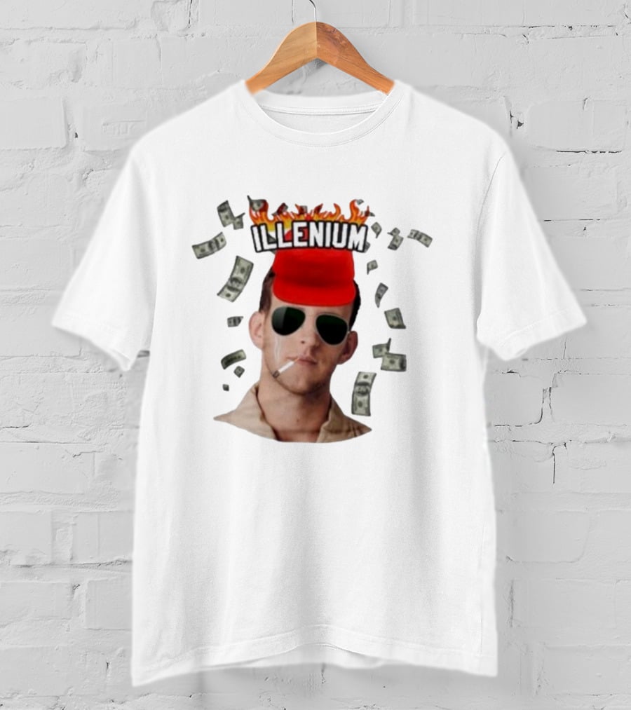 Illenium Flaming Cap Smoking Dollar Bills 2025 T-Shirt