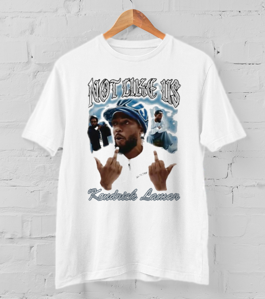 Not Like Us Kendrick Lamar Middle Finger Pose Blue Cap T-Shirt