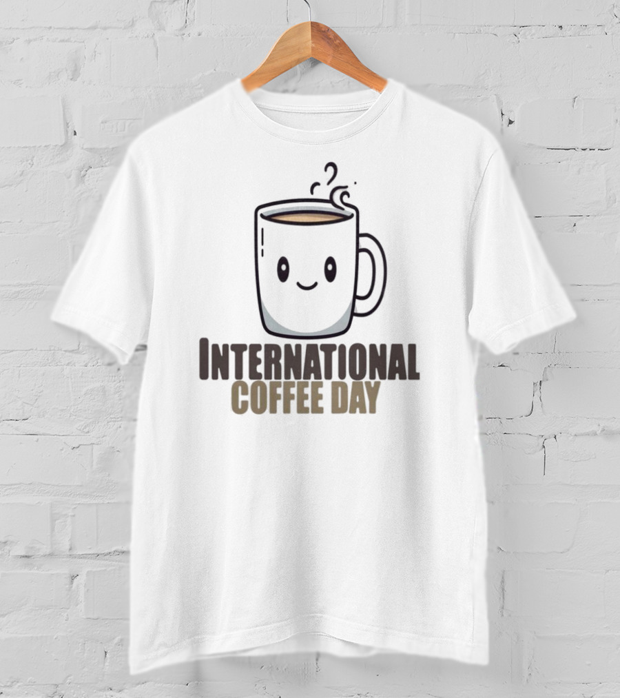 International Coffee Day Smiling Graphic T-Shirt