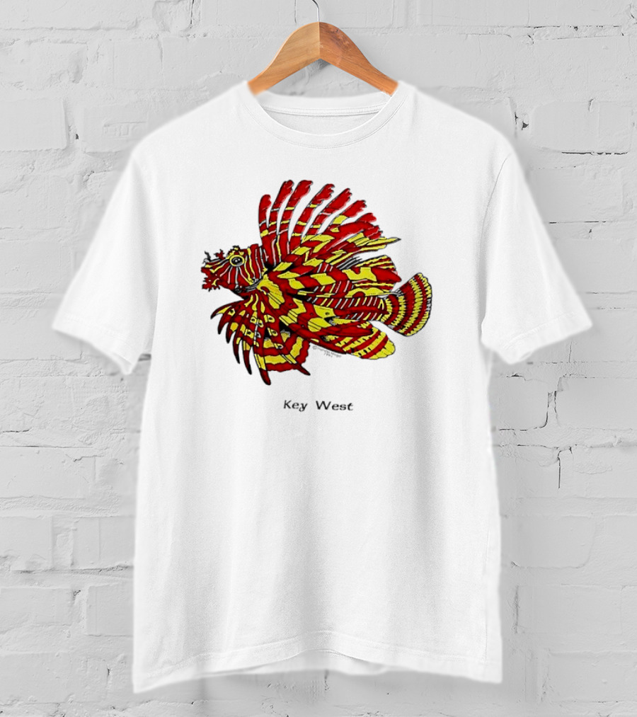 Key West Vibrant Red Yellow Lionfish T-Shirt