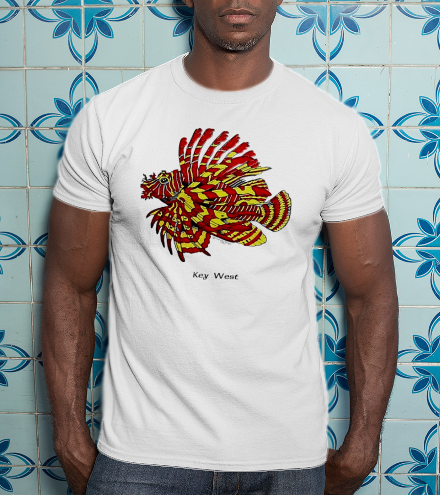 Key West Vibrant Red Yellow Lionfish T-Shirt
