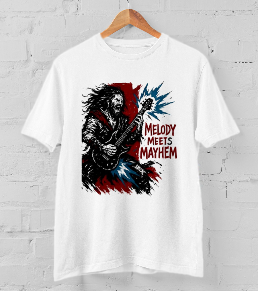Melody Meets Mayhem Electric Red And Blue Burst T-Shirt