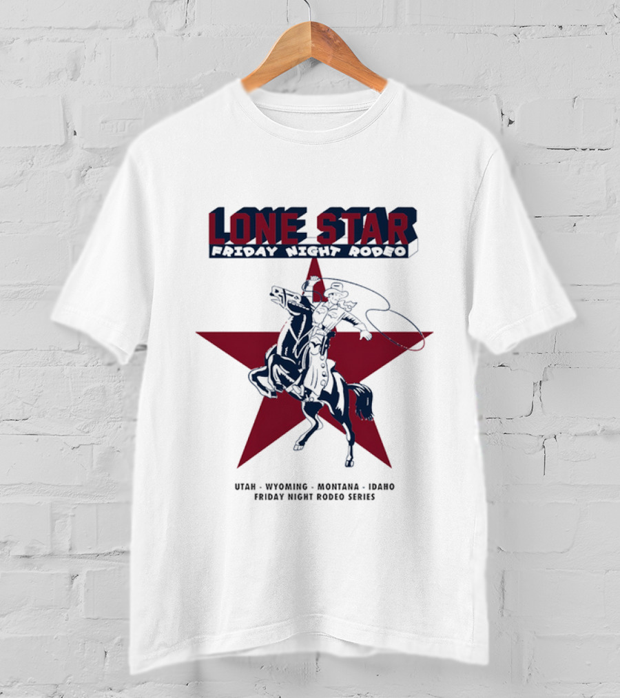 Lone Star Friday Night Rodeo Cowboy Lasso And Red Star T-Shirt
