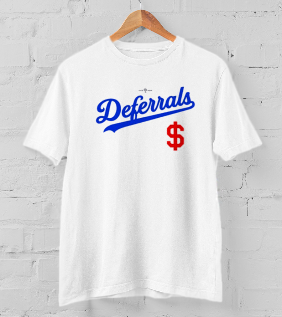 Los Angeles Dodgers Deferrals Dollar Sign Icon In Team Style T-Shirt