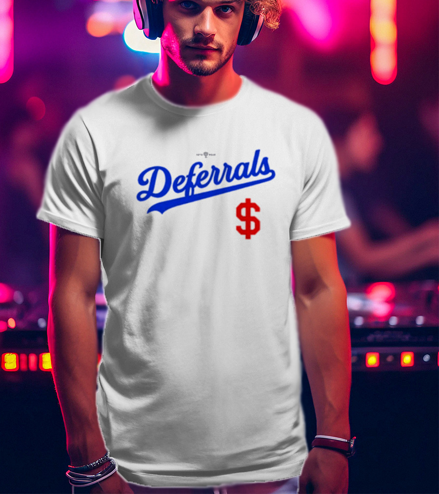 Los Angeles Dodgers Deferrals Dollar Sign Icon In Team Style T-Shirt