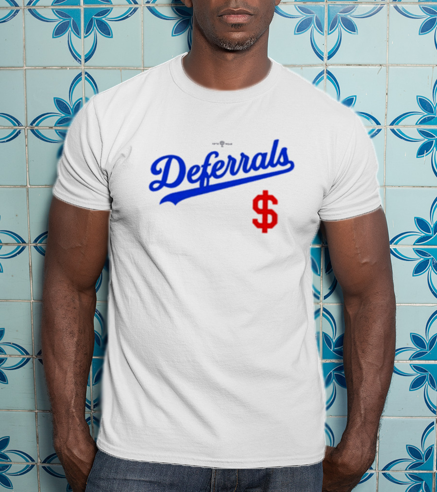 Los Angeles Dodgers Deferrals Dollar Sign Icon In Team Style T-Shirt