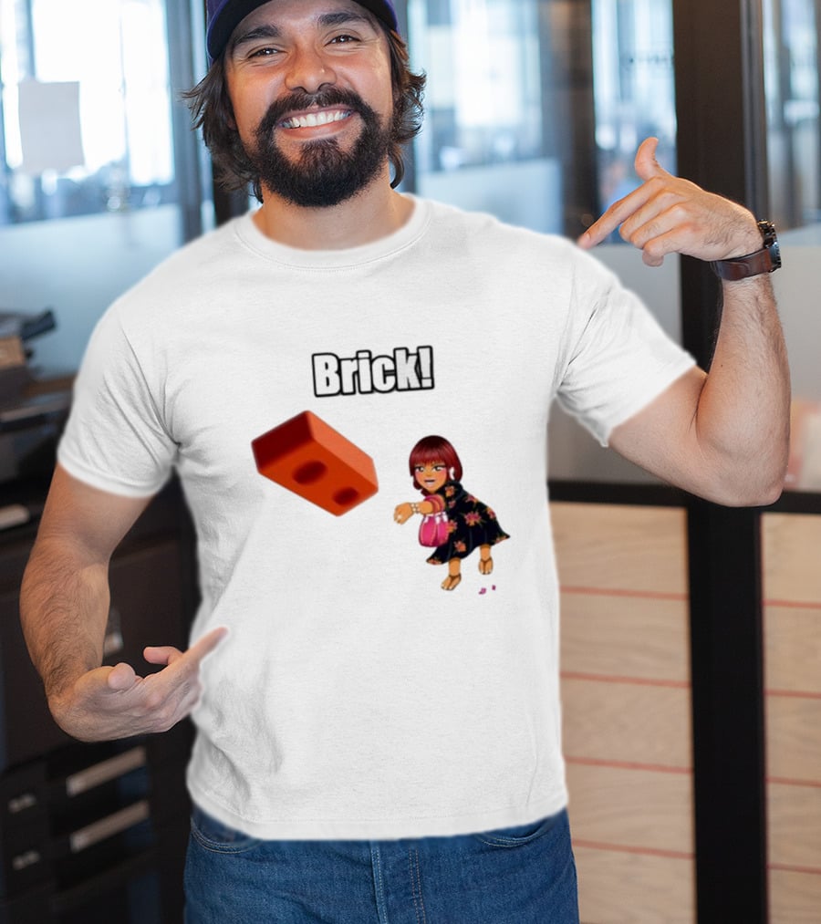 "Brick! Lushious Massacr Character With Red Brick" T-Shirt