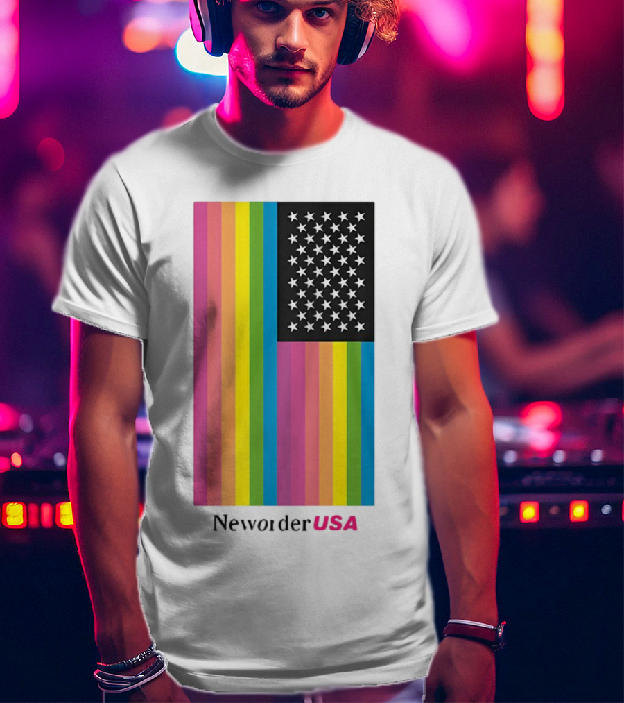 New Order USA Rainbow Flag Stars T-Shirt