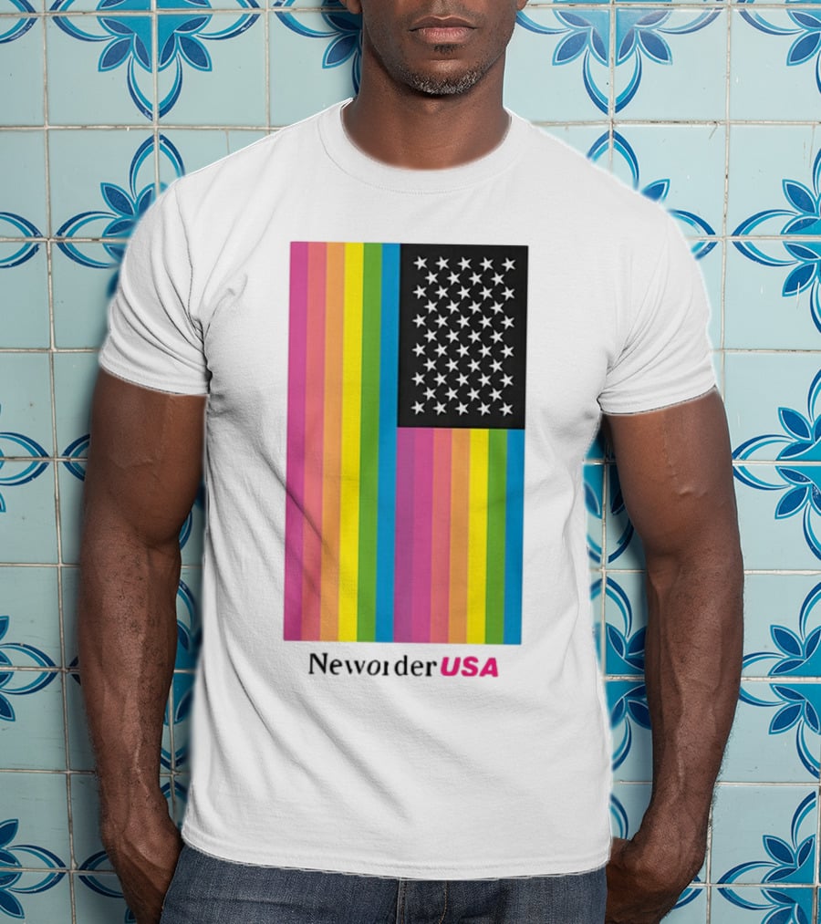 New Order USA Rainbow Flag Stars T-Shirt