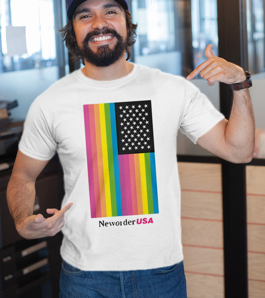 New Order USA Rainbow Flag Stars T-Shirt