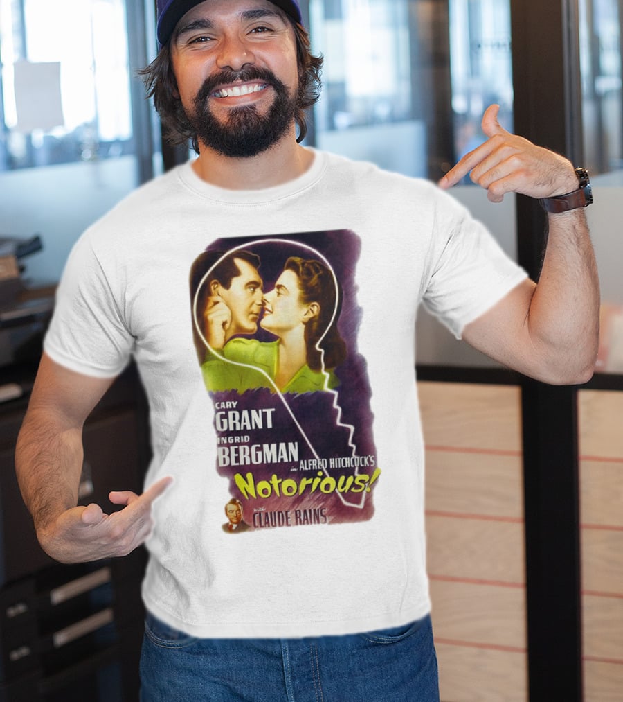 Cary Grant Ingrid Bergman In Alfred Hitchcock's Notorious With Claude Rains T-Shirt