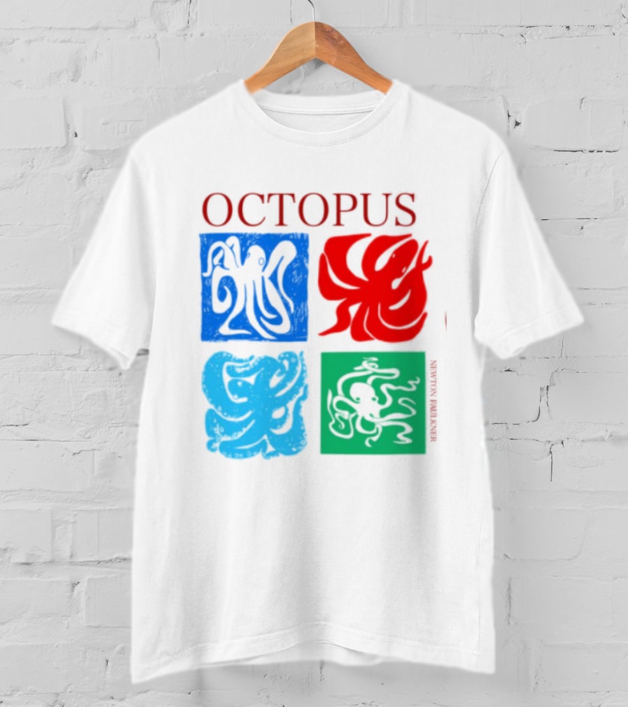Octopus NewtonFaulkner Four Colored Abstract Squares T-Shirt