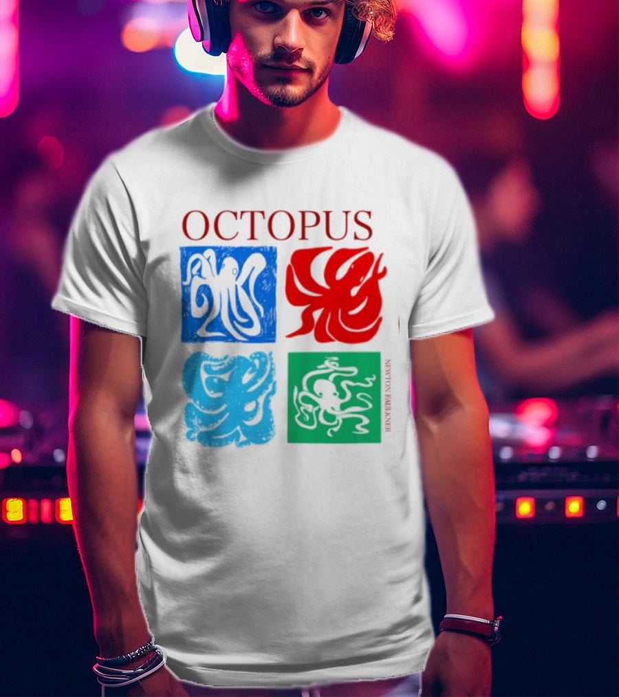 Octopus NewtonFaulkner Four Colored Abstract Squares T-Shirt