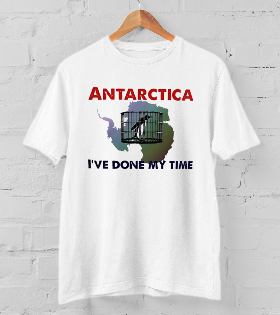Antarctica I’ve Done My Time Penguin Jail Map T-Shirt