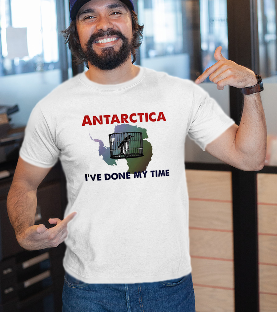 Antarctica I’ve Done My Time Penguin Jail Map T-Shirt