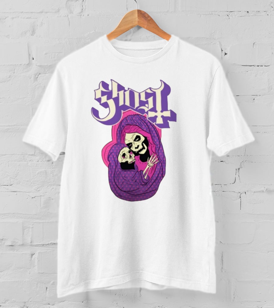 Rockabilia Ghost She Is The Light The Warmth The Power Without Her I Am Lost Hail Mom Skeletons Hugging T-Shirt