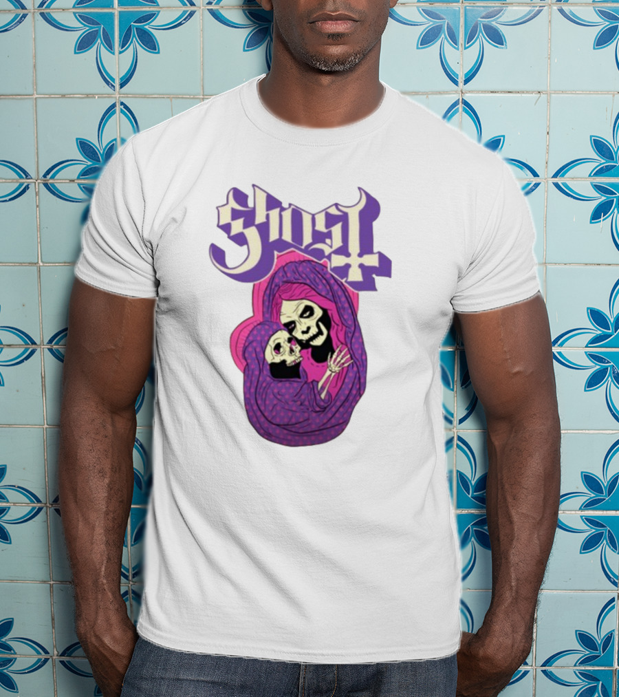 Rockabilia Ghost She Is The Light The Warmth The Power Without Her I Am Lost Hail Mom Skeletons Hugging T-Shirt