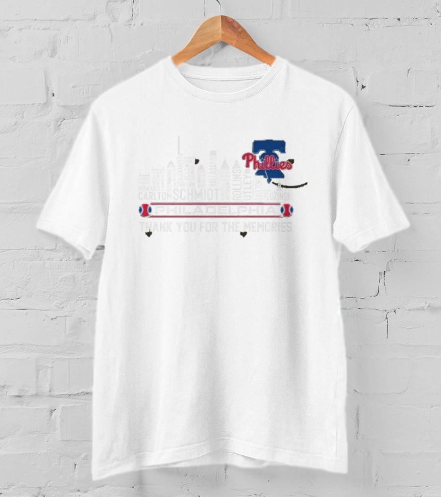 Philadelphia Phillies Carlton Schmidt Rollins 2025 Skyline Thank You For The Memories T-Shirt