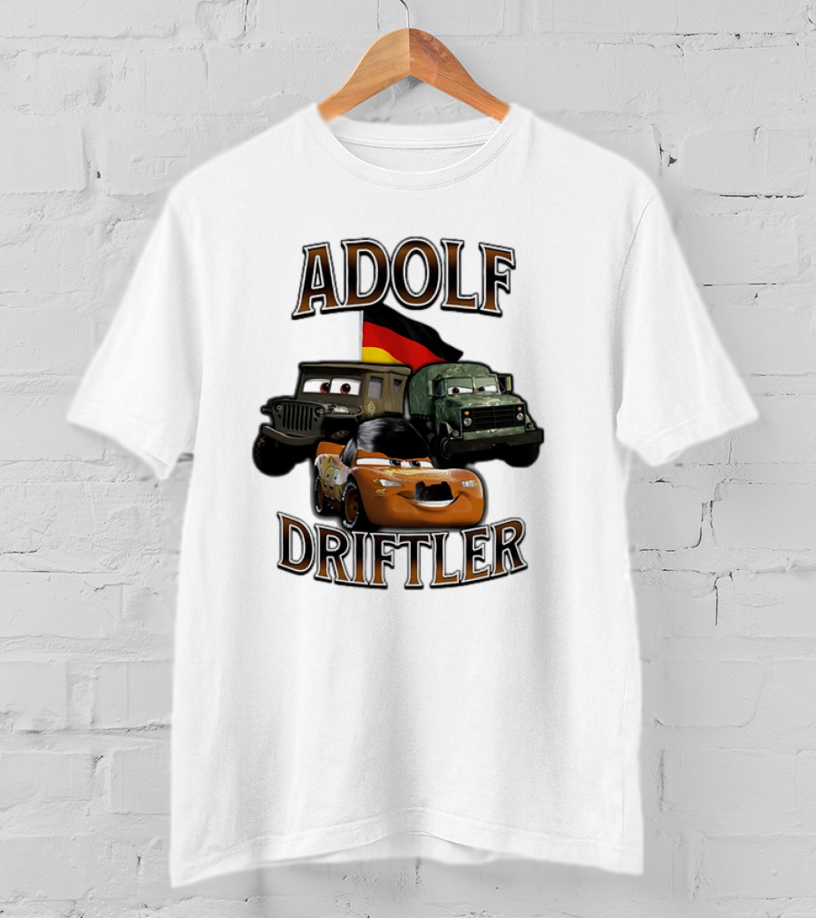 Pixar Cars Adolf Driftler Cartoon Parody T-Shirt